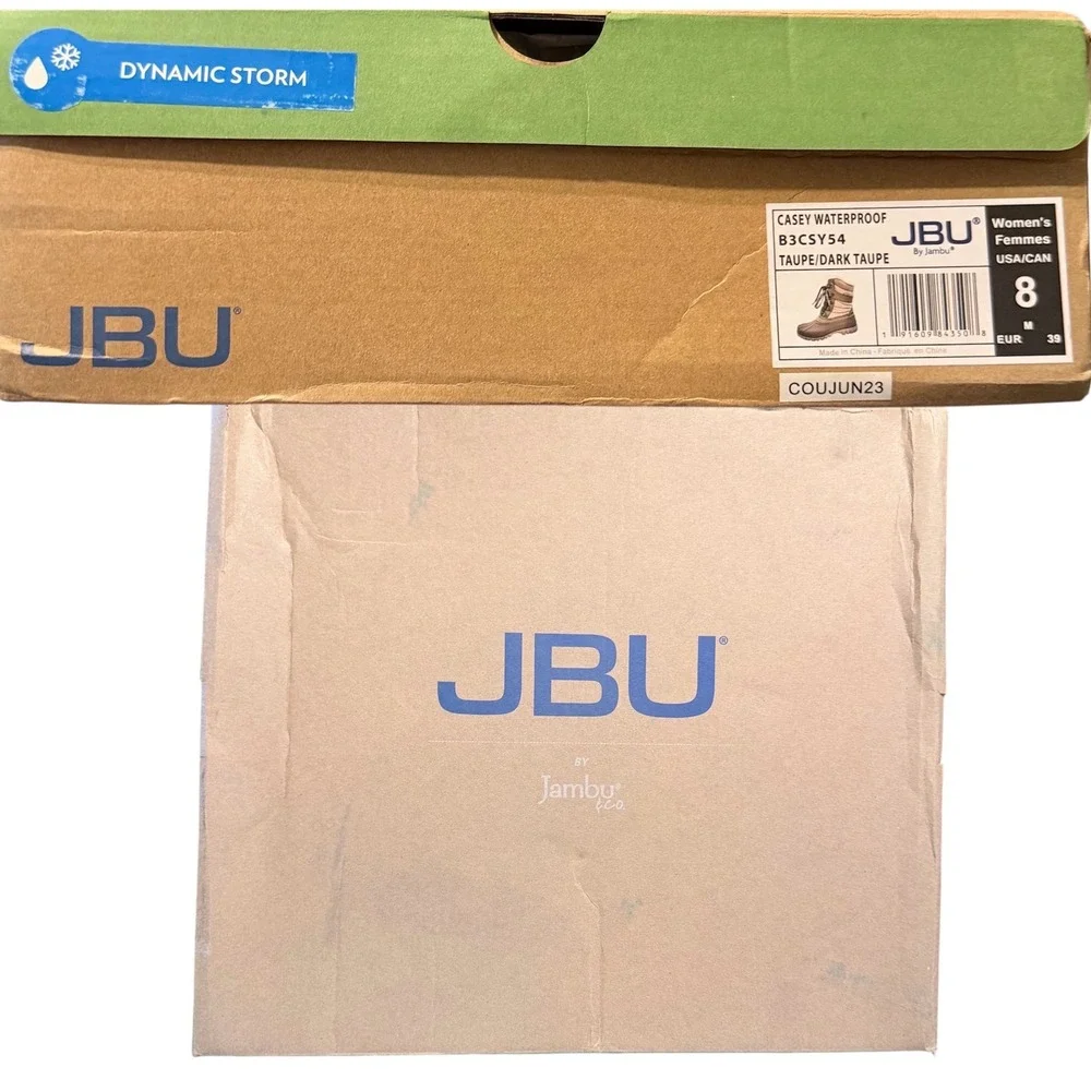 JBU Casey Waterproof Winter Boot Taupe Faux Fur Lace Up B3CSY54 Womens 8 NEW